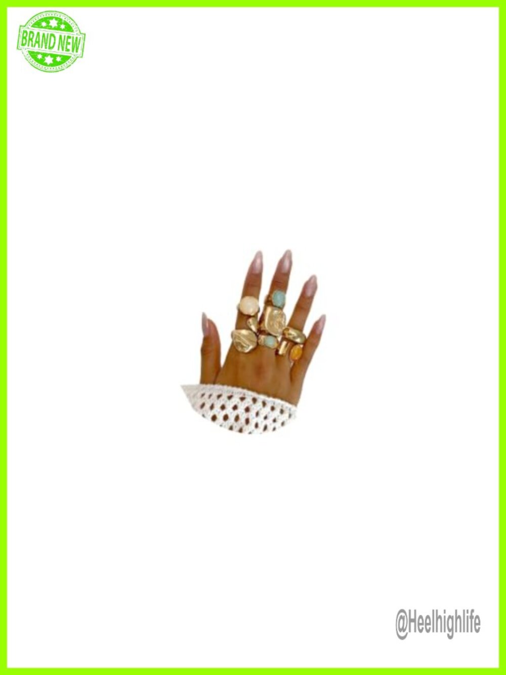 Chunky Gold Square Knuckle Statement Ring Set Adjustable Vintage